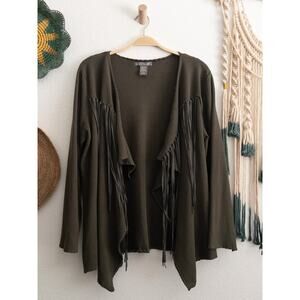 Kate & Mallory Olive Green Fringe Cardigan